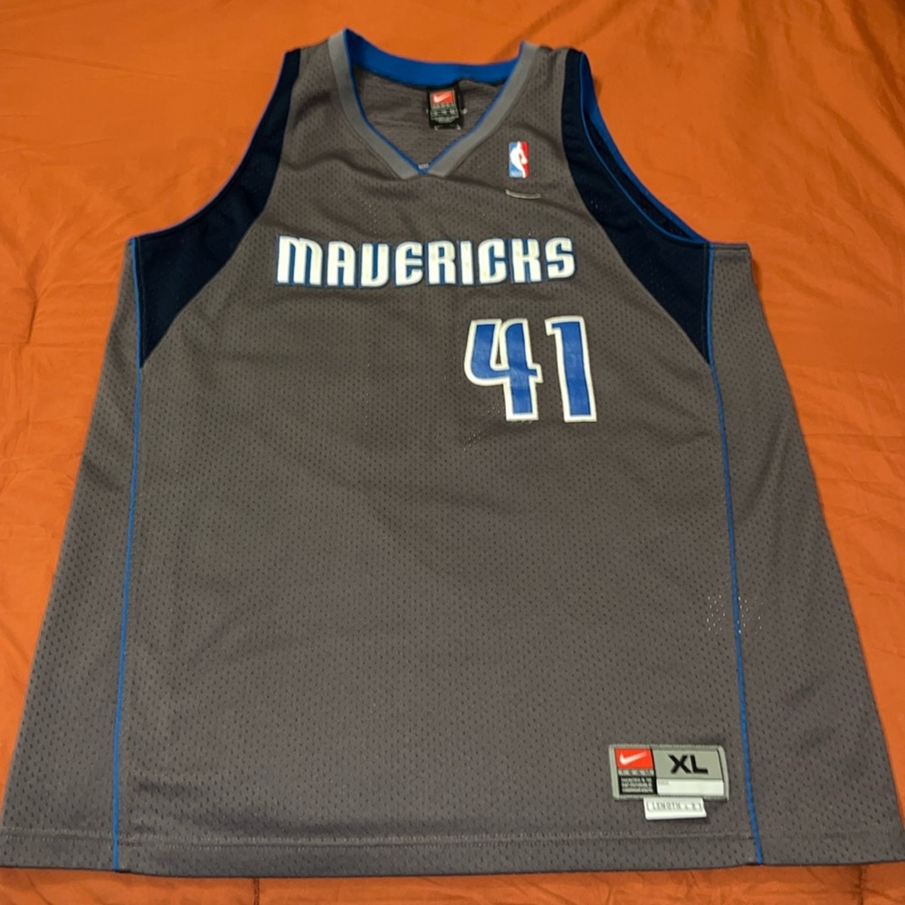 Nike Mavericks #41 Gray and Blue NBA Jersey